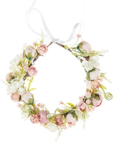 Mother Baby Girls Flower Crown Flower Girl Headpiece boho Little Wreaths for Weddings, Family photography (Mother+Daughther Pink Crown) in Saudi Arabia