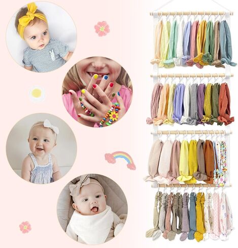 POVETIRE Headband Holder for Girls Baby Headband Organizer Head Bands Hair Accessories Display Organizer Wall Hanging Decor for Nursery baby Room in Saudi Arabia