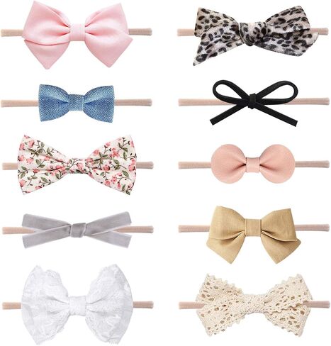 LittleJoJo Baby Girl Headbands and Bows, Newborn Infant Toddler Nylon Hairbands Hair Accessories in Kuwait