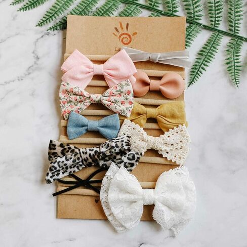 LittleJoJo Baby Girl Headbands and Bows, Newborn Infant Toddler Nylon Hairbands Hair Accessories in Kuwait