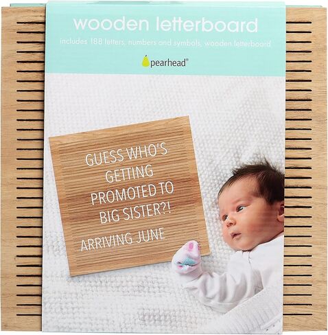 Pearhead Classic Wooden Letterboard for Home Décor, Baby Announcement or Pregnancy Announcement, Baby Keepsake Photo Sharing Prop, Milestone Moments Letterboard in Saudi Arabia