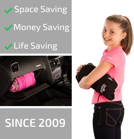 مقعد معزز للسفر قابل للنفخ من بابل بوم للسيارة، مقعد معزز محمول للسيارة - بدون ظهر، قابل للطي وضيق - مقعد سيارة للسفر للأطفال بوزن 40-100 رطل - جرافيتي in Kuwait