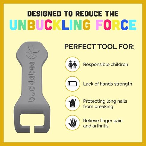 BUCKLEBEE Easy Car Seat Buckle Release Aid for Children Unbuckle Car Seat Release Tool - Car Seat Button Pusher - Car Seat Opener For Nails - Car Seat Buckle Release Tool Buddy Me (1 Pack Yellow) in Kuwait