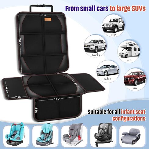 Bacgnyer Car Seat Protector, 2 Pack of Seat Protectors, Thickest Padded 600D Fabric Padding, Waterproof, Durable, Anti Slip Backing, Child Seat Protection, Suitable for Babies, Toddlers, Children in Saudi Arabia