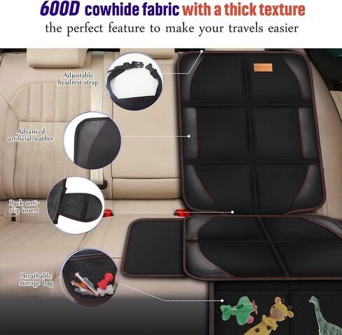 Bacgnyer Car Seat Protector, 2 Pack of Seat Protectors, Thickest Padded 600D Fabric Padding, Waterproof, Durable, Anti Slip Backing, Child Seat Protection, Suitable for Babies, Toddlers, Children in Saudi Arabia