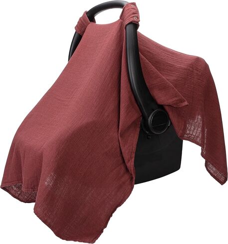 Comfy Cubs Baby Car Seat Cover - Soft, Breathable Bamboo Rayon and Muslin Cotton Blend - Lightweight Canopy for Sun, Bug, and Comfort Protection - Large Size Infant Seat Cover in Sage Design in Saudi Arabia