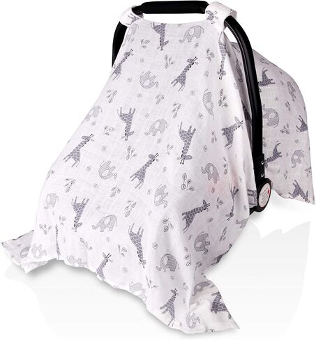Muslin Car Seat Cover for Babies, Metplus Breathable Infant Carseat Cover Lightweight Baby Carrier Cover for Girls Boys, Fit Spring Summer/Hot Days/Warm Weather, Pink Floral in Kuwait