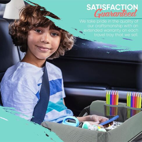 Kids Travel Tray - Car Seat Tray or Table as Road Trip Essentials – Children Kids Lap Desk as Travel Accessories for Toddler Airplane Travel Activity, Snack with Storage Pockets & Dry Erase Board in Saudi Arabia