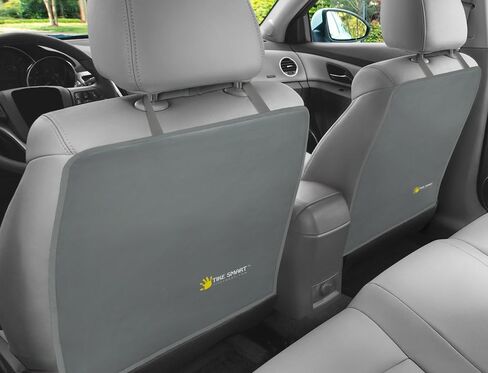 Premium Kick Mats - Luxury Seat Back Protectors and Seat Covers with Invisible Strap - 2-Pack - Gray (Grey) in Saudi Arabia