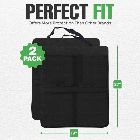 lebogner Back Seat Cover for Kids + 4 Pocket Storage Organizer, 2 Pack X-Large Waterproof Kick Mats Backseat Protector, Car Seat Back Protectors for Vehicles to Protect from Dirt, Mud & Scratches in Kuwait