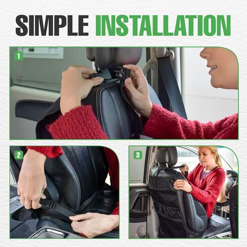 lebogner Back Seat Cover for Kids + 4 Pocket Storage Organizer, 2 Pack X-Large Waterproof Kick Mats Backseat Protector, Car Seat Back Protectors for Vehicles to Protect from Dirt, Mud & Scratches in Kuwait