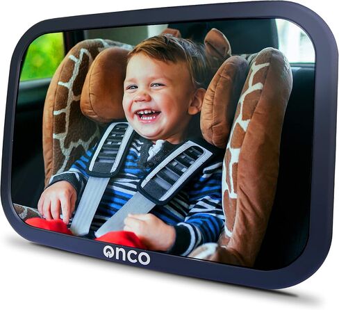 Onco Baby Car Mirror Rear-facing - Platinum Award Winning Car Mirror Baby Rear Facing Seat, Baby Essentials for Newborn, 100% Shatterproof Baby Mirror for Car, 360° Car Seat Mirror Rear Facing Infant in Saudi Arabia