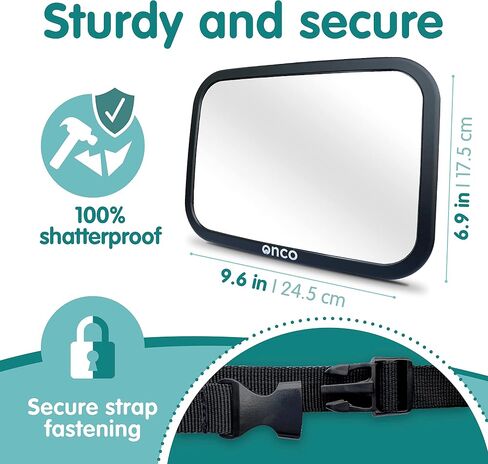 Onco Baby Car Mirror Rear-facing - Platinum Award Winning Car Mirror Baby Rear Facing Seat, Baby Essentials for Newborn, 100% Shatterproof Baby Mirror for Car, 360° Car Seat Mirror Rear Facing Infant in Saudi Arabia