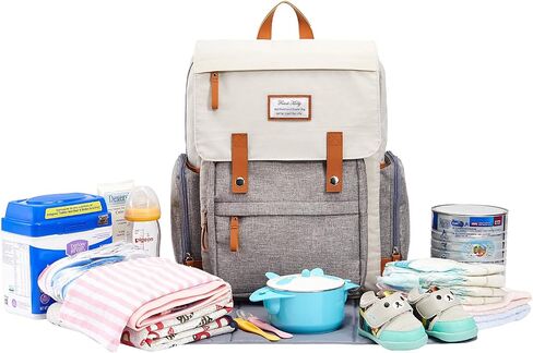 Diaper Bag Backpack Frank Mully Large Multifunction Travel Baby Bag for Mom Dad Cream White in Saudi Arabia
