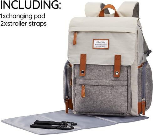 Diaper Bag Backpack Frank Mully Large Multifunction Travel Baby Bag for Mom Dad Cream White in Saudi Arabia