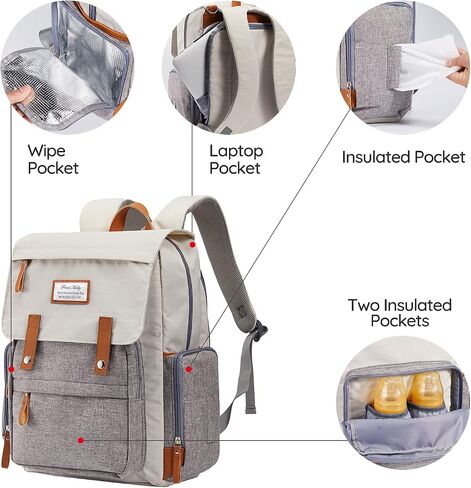 Diaper Bag Backpack Frank Mully Large Multifunction Travel Baby Bag for Mom Dad Cream White in Saudi Arabia