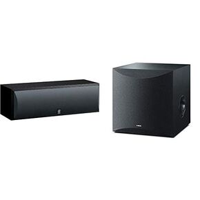 ياماها NS-C210BL مكبر صوت مركزي، أسود مع مضخم صوت ياماها 10 بوصة 100 واط - أسود (NS-SW100BL) in Saudi Arabia