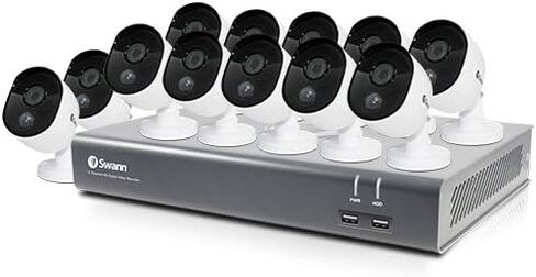 Swann Home Security Camera System, 16 Channel 12 Bullet Cameras, 1080p HD, Indoor/Outdoor Wired Surveillance DVR, 1TB Hard Drive, Night Vision, Heat Motion Detection, SWDVK-1645812V in Saudi Arabia