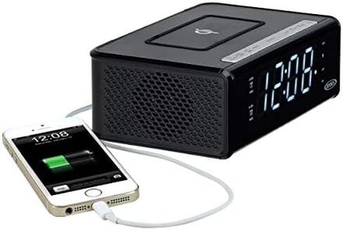 Jensen QiCR-200 راديو منبه مزدوج مع شحن Qi، أبيض، 9.40 بوصة. × 5.00 بوصة. × 3.00 بوصة. in Kuwait