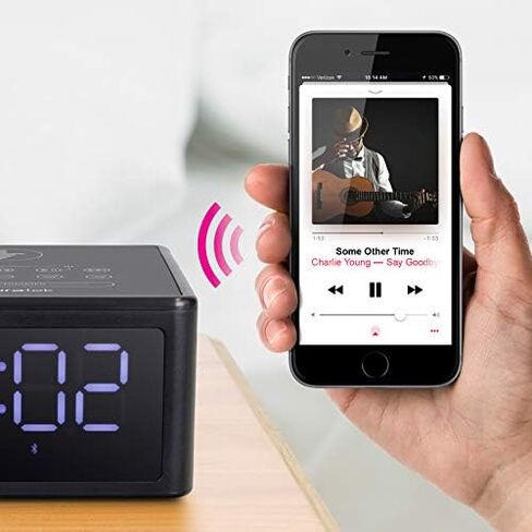 Aluratek Wireless Charging (5W) Clock Radio, FM Radio w/Bluetooth Speaker, USB Charging Port (ABQC02F) in Saudi Arabia