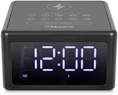 Aluratek Wireless Charging (5W) Clock Radio, FM Radio w/Bluetooth Speaker, USB Charging Port (ABQC02F) in Saudi Arabia