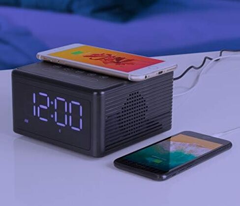 Aluratek Wireless Charging (5W) Clock Radio, FM Radio w/Bluetooth Speaker, USB Charging Port (ABQC02F) in Saudi Arabia