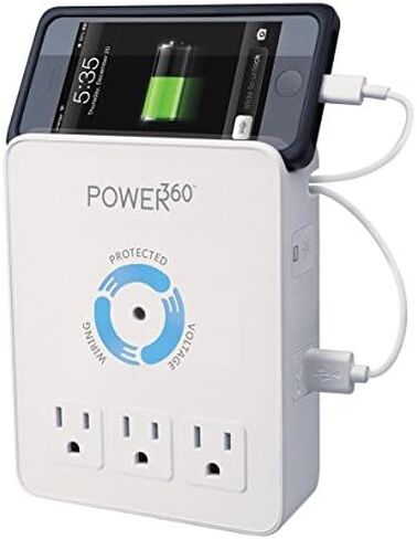 Panamax P360 Dock 6-Outlet Wall Tap/Charging Station, White, 6.8" x 2.9" x 5" in Saudi Arabia
