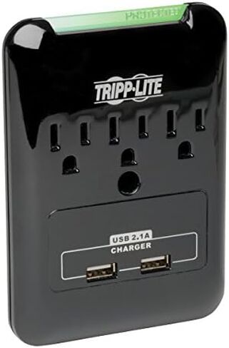 Tripp Lite 3 Outlet Portable Surge Protector Power Strip, Direct Plug in, 2 USB, & $5,000 Insurance (SK30USB) Black in Saudi Arabia