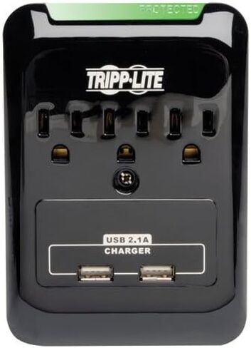 Tripp Lite 3 Outlet Portable Surge Protector Power Strip, Direct Plug in, 2 USB, & $5,000 Insurance (SK30USB) Black in Saudi Arabia