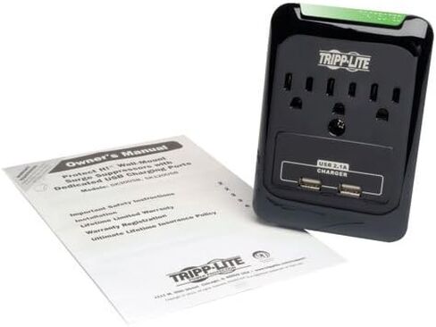 Tripp Lite 3 Outlet Portable Surge Protector Power Strip, Direct Plug in, 2 USB, & $5,000 Insurance (SK30USB) Black in Saudi Arabia