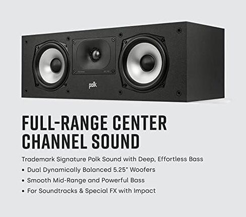Polk Monitor XT30 Compact Center Channel Speaker - Hi-Res Audio Certified, Dolby Atmos & DTS:X Compatible, 1" Terylene Tweeter & Dual 5.25" Dynamically Balanced Woofer, Midnight Black in Saudi Arabia