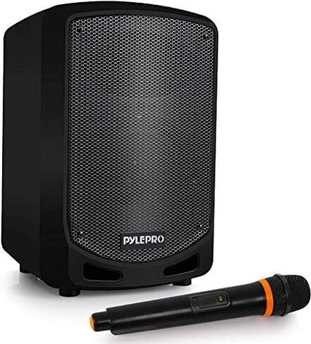 Portable Bluetooth PA Speaker System - Indoor Outdoor Karaoke Sound System w/Wireless Mic, Audio Recording, Rechargeable Battery, USB/SD Reader, Stand Mount, for Party, Crowd Control - Pyle in Kuwait