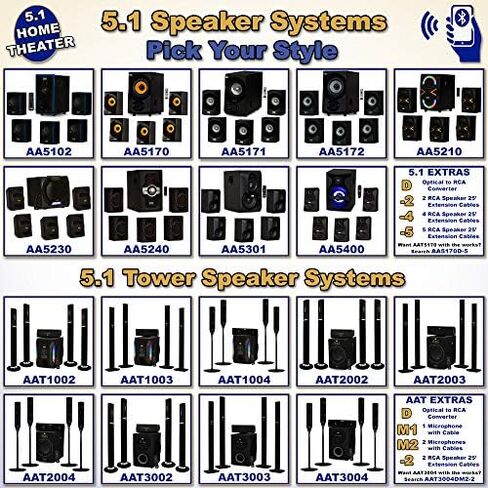 Acoustic Audio AA5210 Home Theater 5.1 Speaker System with Bluetooth LEDs FM Tuner and Optical Input in Saudi Arabia
