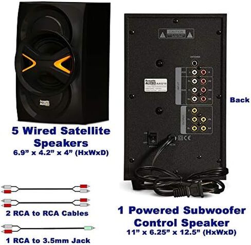 Acoustic Audio AA5210 Home Theater 5.1 Speaker System with Bluetooth LEDs FM Tuner and Optical Input in Saudi Arabia