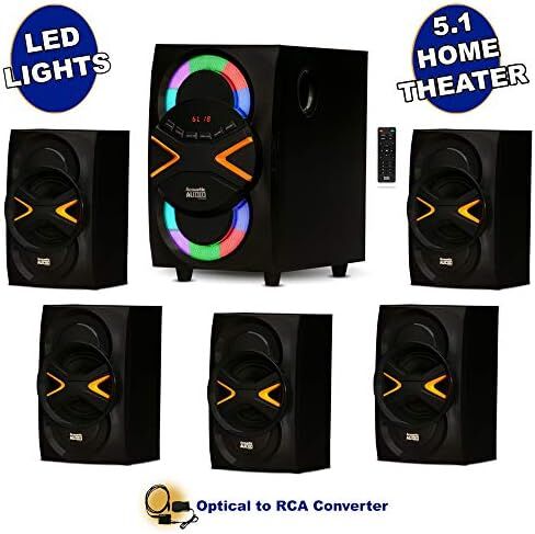 Acoustic Audio AA5210 Home Theater 5.1 Speaker System with Bluetooth LEDs FM Tuner and Optical Input in Saudi Arabia