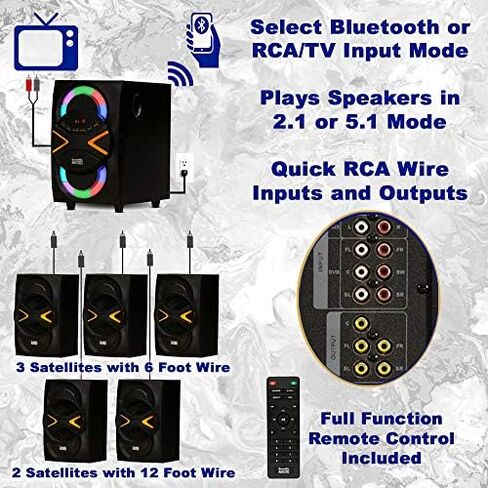Acoustic Audio AA5210 Home Theater 5.1 Speaker System with Bluetooth LEDs FM Tuner and Optical Input in Saudi Arabia