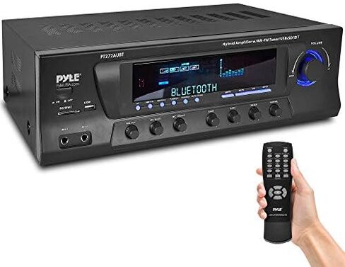 Wireless Bluetooth Audio Power Amplifier - 300W 4 Channel Home Theater Stereo Receiver with USB, AM FM, 2 Mic IN with Echo, RCA, LED, Speaker Selector - For Studio, Home Use - Pyle PT272AUBT in Kuwait