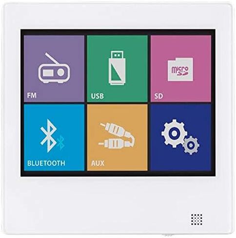 Monoprice 136375 Wall Mount Music Amplifier, 40 Watts with Touch Screen Bluetooth 4.1, Line Level Aux, FM Radio, and Wireless IR Remote - Commercial Audio in Saudi Arabia