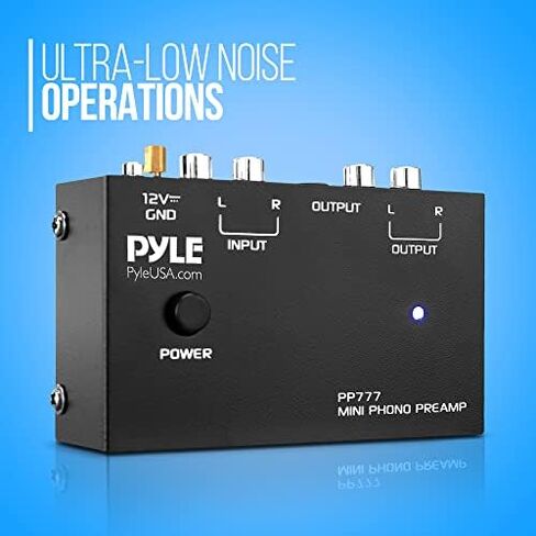 PYLE-PRO PyleUsa Phono Turntable Preamp Mini Electronic Audio Stereo Phonograph Preamplifier، مخرج RCA وتشغيل منخفض الضوضاء مدعوم بمحول تيار مستمر 12 فولت (PP777) in Kuwait
