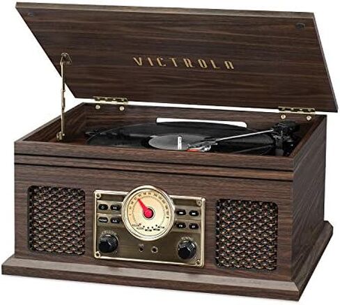 Victrola 4-in-1 Nostalgic Bluetooth Record Player with 3-Speed Record Turntable and FM Radio, Espresso in Kuwait