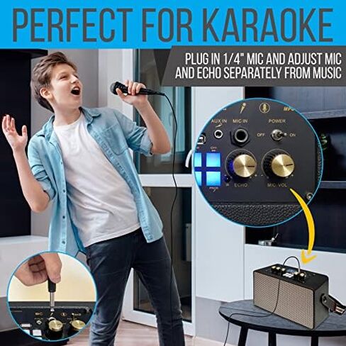 Pyle Wireless Bluetooth Karaoke Speaker - 180W Portable Rechargeable BT Audio System w/TWS, Recording, FM Radio, AUX/MP3/USB/SD, 6.5mm Mic in, Includes Remote Control, Carrying Strap in Saudi Arabia
