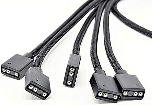 70cm Premium Sleeved 3-Pin 1 to 5 Addressable (ARGB) Splitter Cable (Black, F04-15AS70-BK) in Saudi Arabia