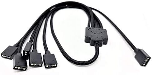 70cm Premium Sleeved 3-Pin 1 to 5 Addressable (ARGB) Splitter Cable (Black, F04-15AS70-BK) in Saudi Arabia