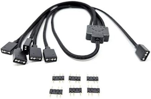 70cm Premium Sleeved 3-Pin 1 to 5 Addressable (ARGB) Splitter Cable (Black, F04-15AS70-BK) in Saudi Arabia