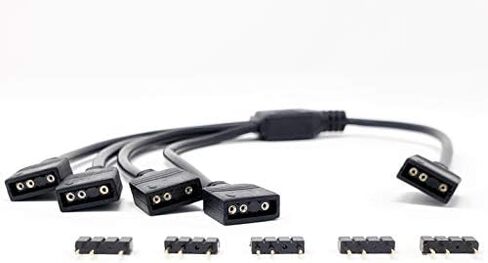 70cm Premium Sleeved 3-Pin 1 to 5 Addressable (ARGB) Splitter Cable (Black, F04-15AS70-BK) in Saudi Arabia