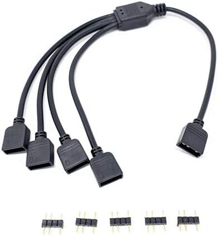70cm Premium Sleeved 3-Pin 1 to 5 Addressable (ARGB) Splitter Cable (Black, F04-15AS70-BK) in Saudi Arabia
