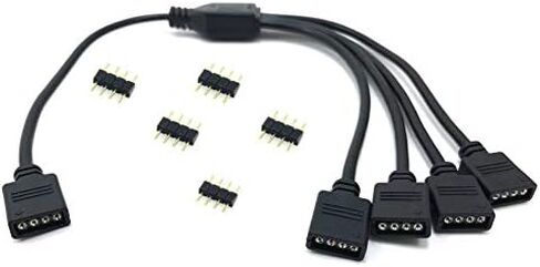 70cm Premium Sleeved 3-Pin 1 to 5 Addressable (ARGB) Splitter Cable (Black, F04-15AS70-BK) in Saudi Arabia