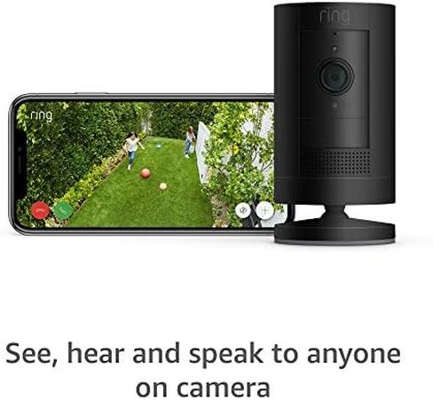 Ring Outdoor Cam (Stick Up Cam) | Weather-Resistant Outdoor Camera, Live View, Color Night Vision, Two-Way Talk, Motion alerts, Works with Alexa | White in Kuwait
