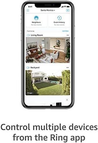 Ring Outdoor Cam (Stick Up Cam) | Weather-Resistant Outdoor Camera, Live View, Color Night Vision, Two-Way Talk, Motion alerts, Works with Alexa | White in Kuwait