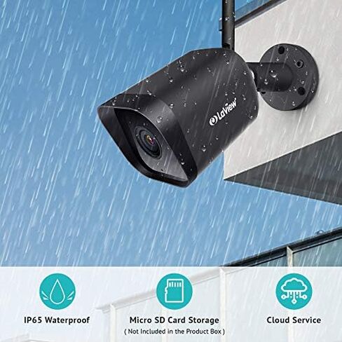 كاميرا LaView Security في الهواء الطلق بدقة 1080 بكسل عالية الدقة، كاميرات Wi-Fi، كاميرات أمان منزلية مع كشف الحركة، صوت ثنائي الاتجاه، رؤية ليلية، بروتوكول ONVIF، متوافق مع Alexa، فتحة بطاقة Micro SD والتخزين السحابي الأمريكي in Kuwait